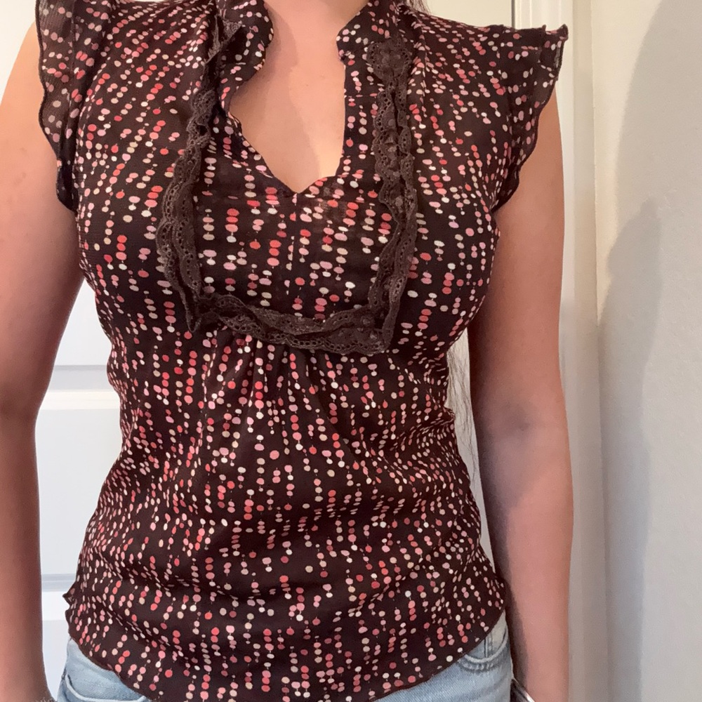 My Michelle Black and Pink Dot Blouse